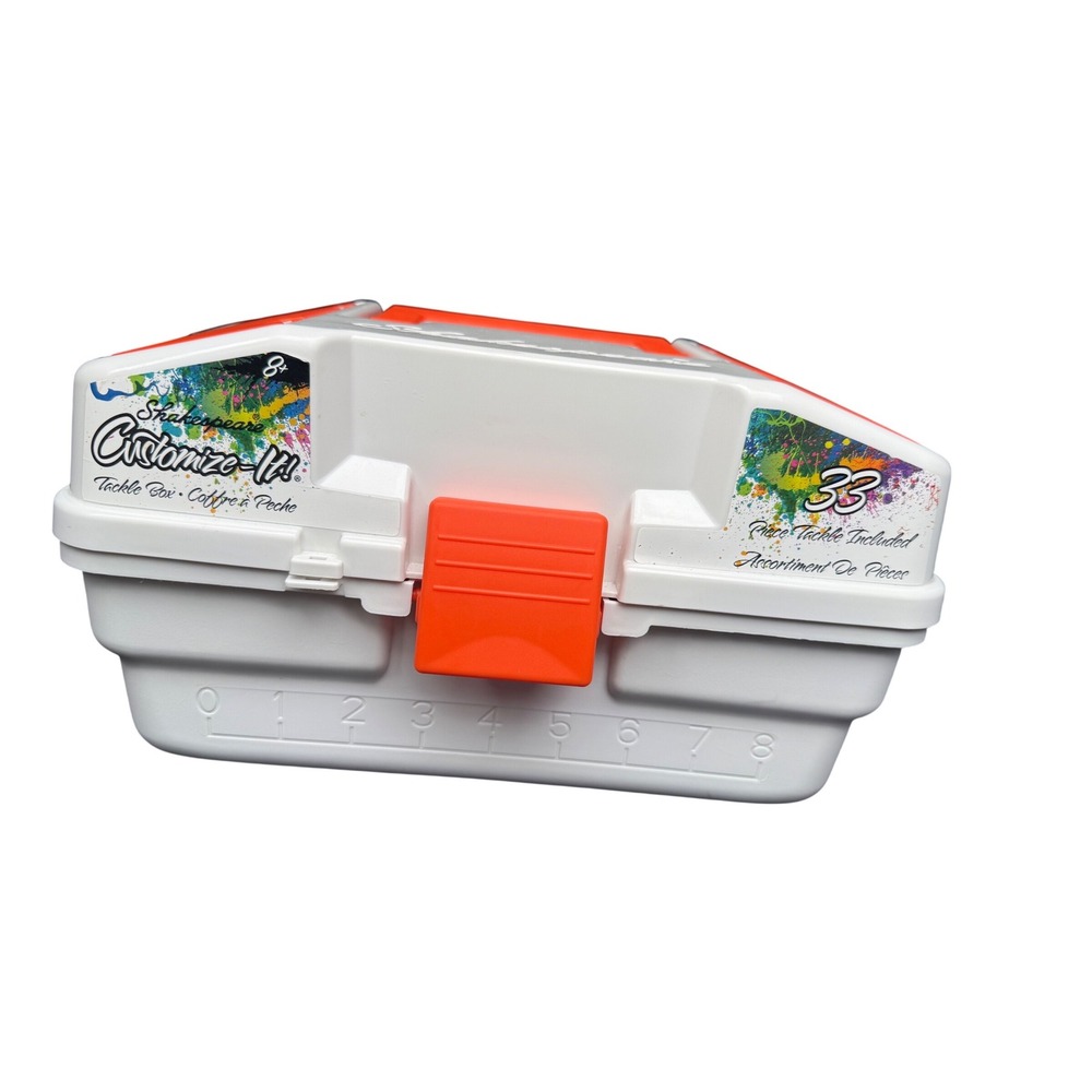 Shakespeare Customize-It Kids Fishing Tackle Box 33 Piece Kit White/Orange C-pix